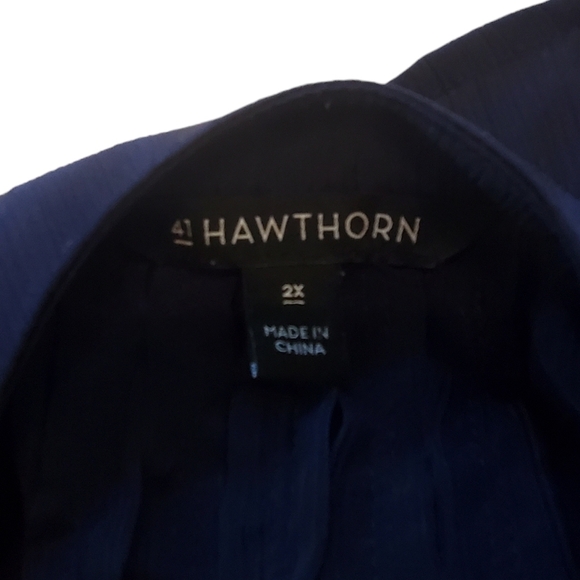 41 Hawthorn Zarie Casual Blouse, Navy Blue Polka-dot Tunic, 3/4 Sleeves 2X - Picture 4 of 6